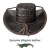 Dark Brown Alligator Cowboy Hat With Chin Cord | Adjustable Crocodile Skin Brim Hat Western
