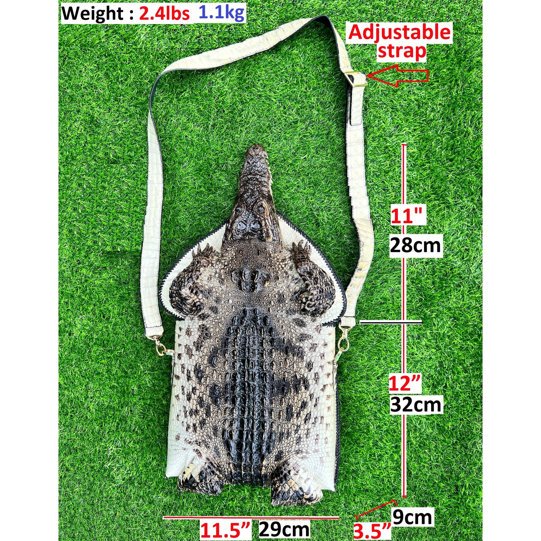 Natural Alligator Leather Crossbody Shoulder Bag, Casual Daypack Work Business - Vinacreations
