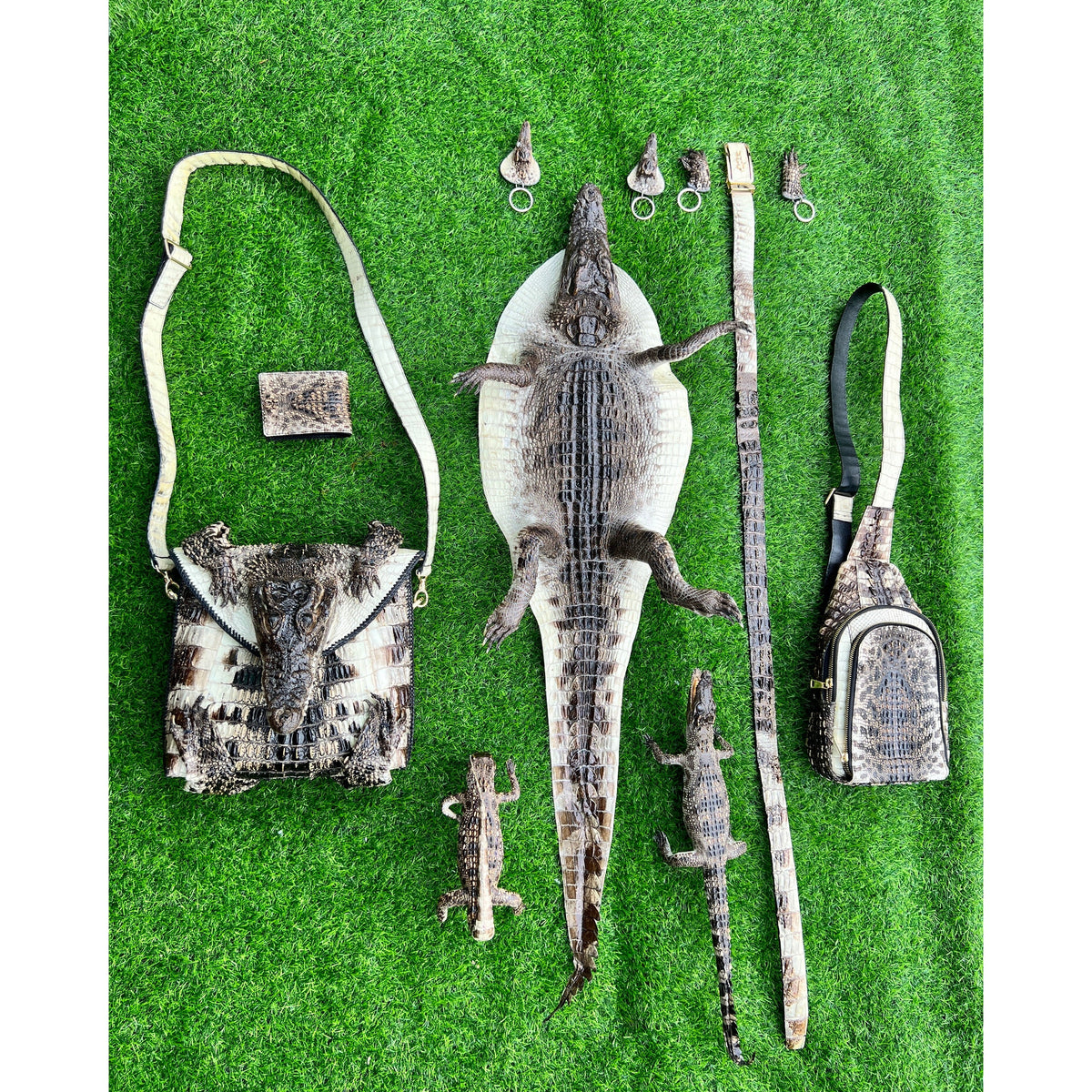 Natural Alligator Leather Crossbody Shoulder Bag, Casual Daypack Work Business - Vinacreations