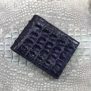 Navy Blue Alligator Horn Back Skin Bifold Wallet For Men | Handmade Crocodile Leather Wallet RFID Blocking | VL5598