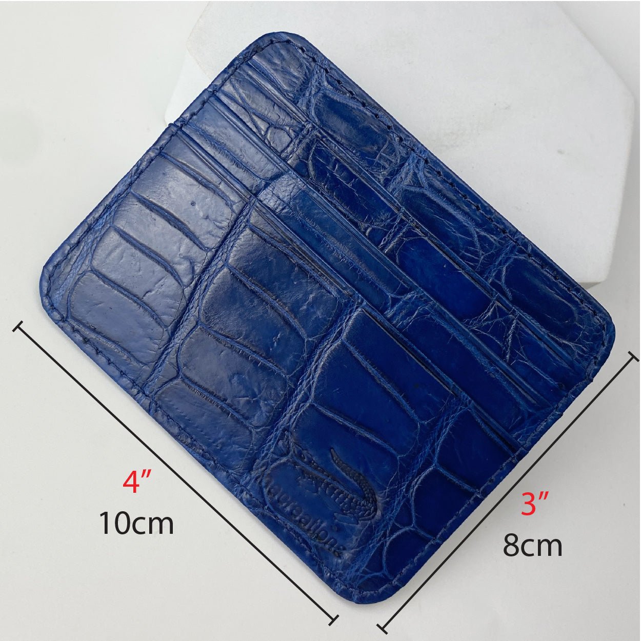 Navy Blue Alligator Leather Credit Card Holder | RFID Blocking | BLUE-CARD-13 - Vinacreations
