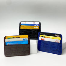 Navy Blue Alligator Leather Credit Card Holder | RFID Blocking | BLUE-CARD-13 - Vinacreations