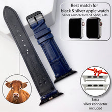 Navy Blue Alligator Leather Watch Band Compatible with Apple Watch IWatch Series 7 6 5 4 3 2 1 SE | AW-04 - Vinacreations