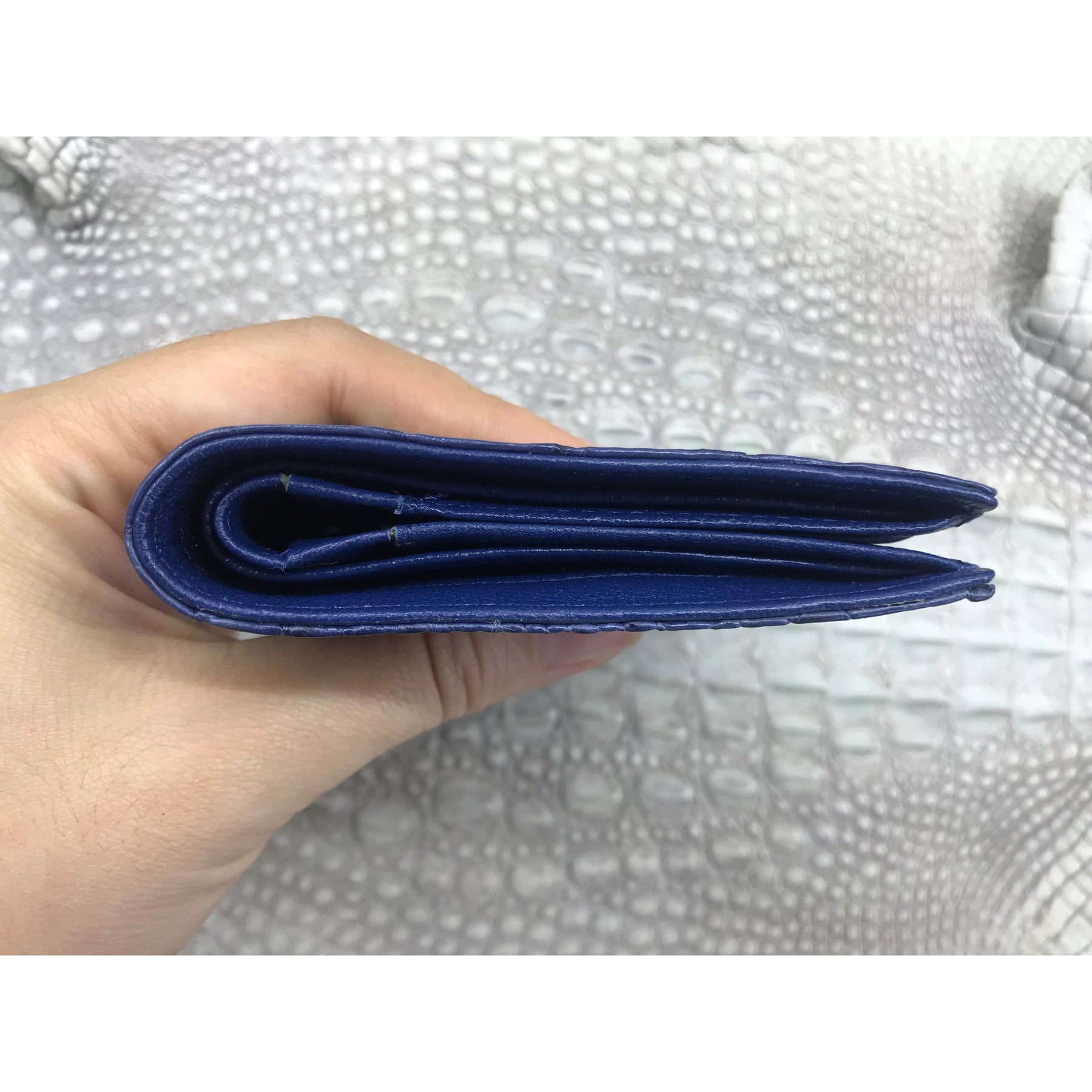 Navy Blue Alligator Skin Bifold Vertical Wallet For Men | Handmade Crocodile Leather Wallet RFID Blocking | VL5661 - Vinacreations