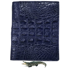 Navy Blue Alligator Skin Bifold Vertical Wallet For Men | Handmade Crocodile Leather Wallet RFID Blocking | VL5661 - Vinacreations
