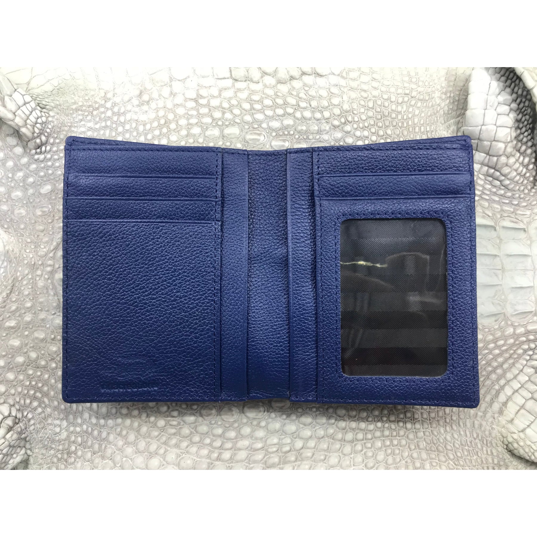 Navy Blue Alligator Skin Bifold Vertical Wallet For Men | Handmade Crocodile Leather Wallet RFID Blocking | VL5661 - Vinacreations