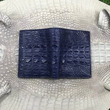 Navy Blue Alligator Skin Bifold Vertical Wallet For Men | Handmade Crocodile Leather Wallet RFID Blocking | VL5661 - Vinacreations