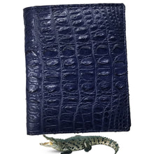 Navy Blue Alligator Skin Bifold Vertical Wallet For Men | Handmade Crocodile Leather Wallet RFID Blocking | VL5684 - Vinacreations