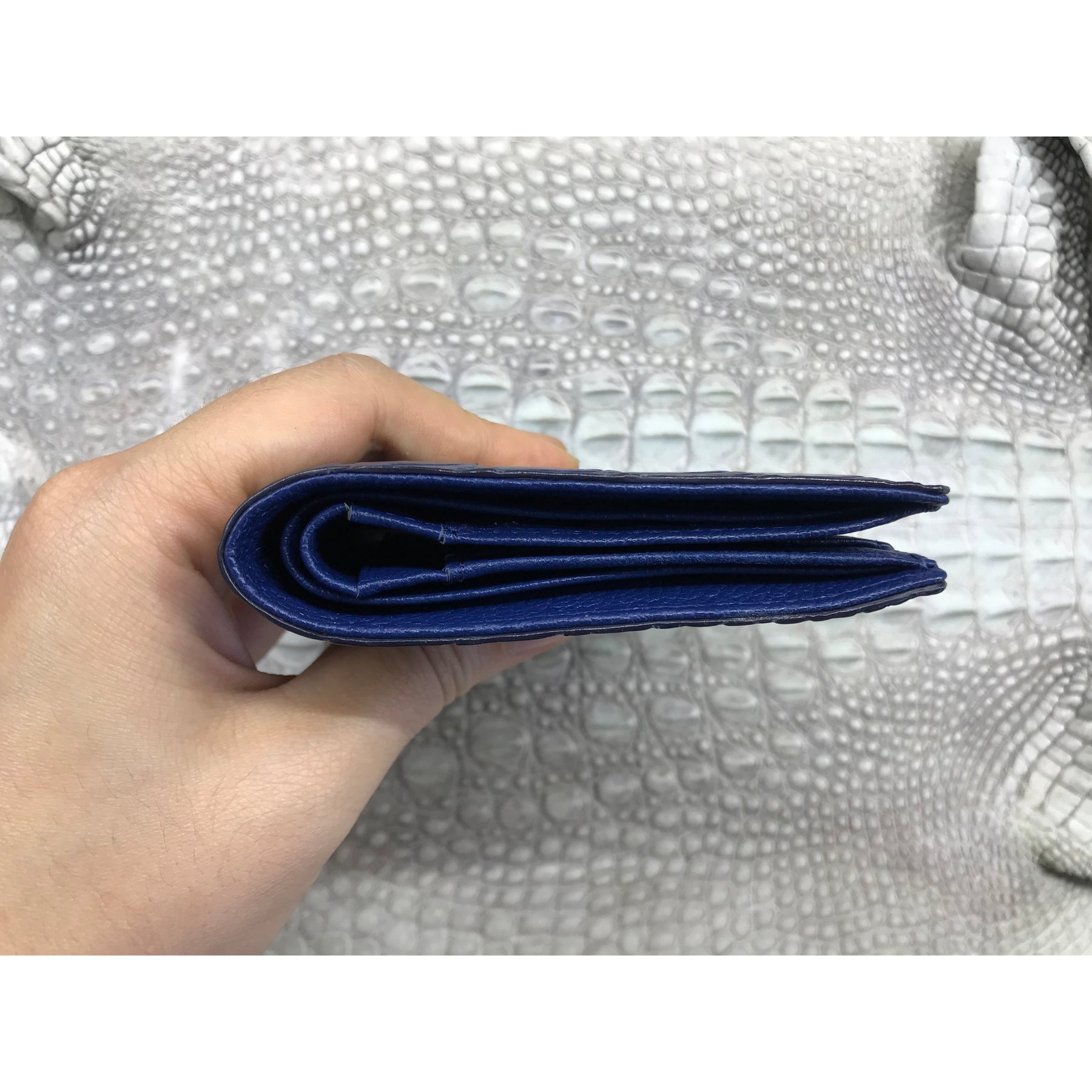 Navy Blue Alligator Skin Bifold Vertical Wallet For Men | Handmade Crocodile Leather Wallet RFID Blocking | VL5684 - Vinacreations