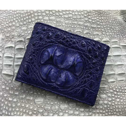 Navy Blue Alligator Skin Bifold Wallet For Men | Handmade Crocodile Leather Wallet RFID Blocking | VL4552 - Vinacreations