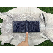 Navy Blue Alligator Skin Bifold Wallet For Men | Handmade Crocodile Leather Wallet RFID Blocking | VL5617 - Vinacreations