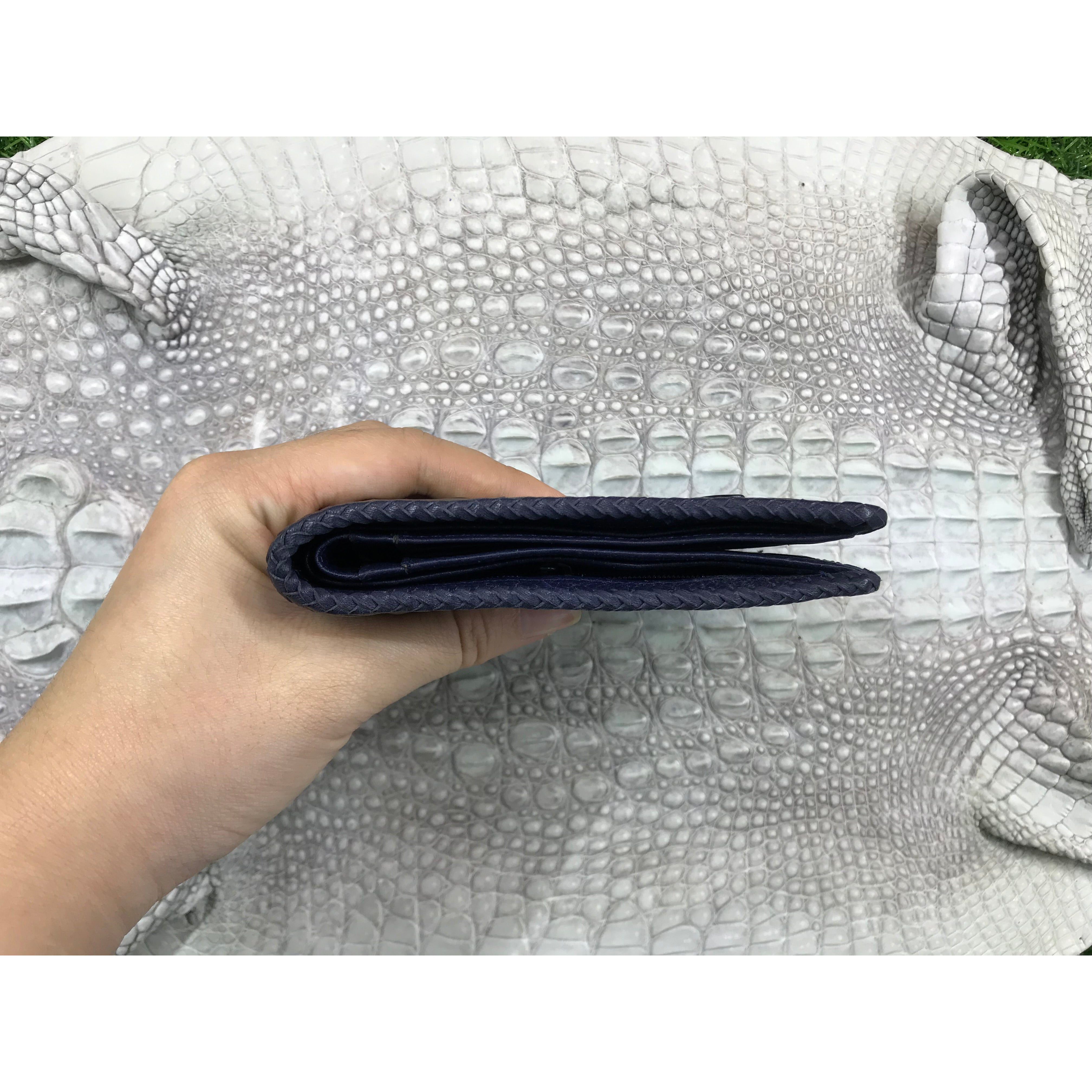 Navy Blue Alligator Tail Skin Bifold Wallet For Men | Handmade Crocodile Leather Wallet RFID Blocking | VL5588 - Vinacreations