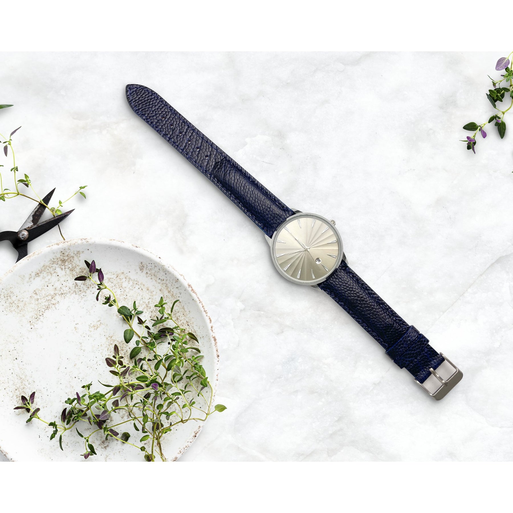 Navy Blue Ostrich Leather Watch Strap Quick Release Replacement Strap | DH-33 - Vinacreations