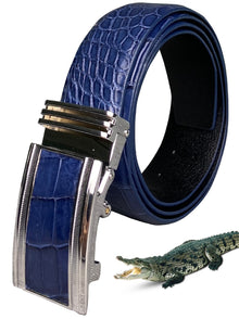 Handcrafted Navy Blue Alligator Belt Men's - Automatic Buckle | BE-NAV-04