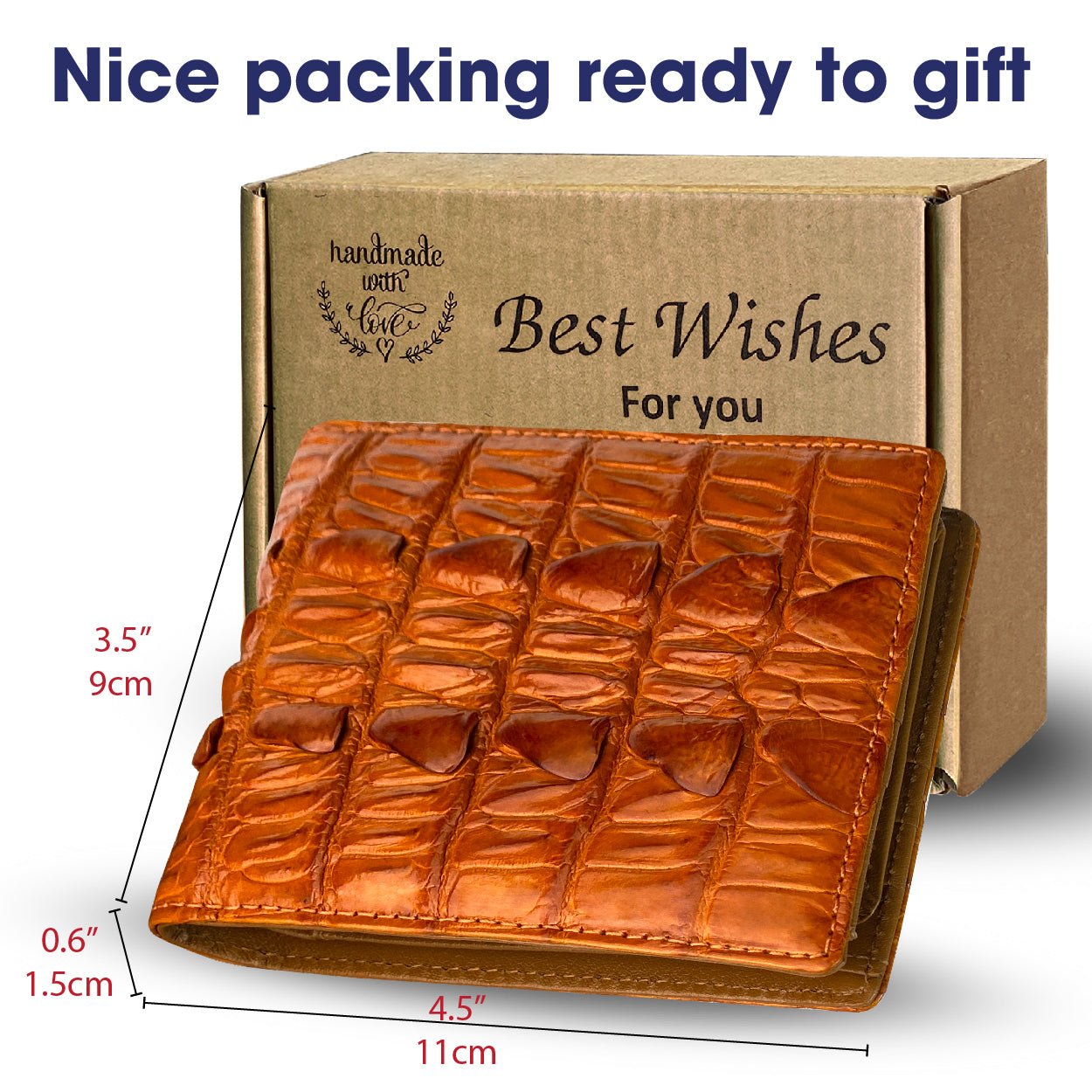 Orange Alligator Tail Leather Bifold Wallet For Men | Handmade Crocodile Wallet RFID Blocking | VINAM-105 - Vinacreations