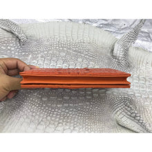 Orange Women's Long Purse Wallet Alligator Leather Clutch Large Capacity Luxury Ladies Crocodile Wristlet Organizer RFID Blocking Wallet VINU-08 - Vinacreations