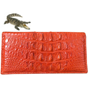 Orange Women's Long Purse Wallet Alligator Leather Clutch Large Capacity Luxury Ladies Crocodile Wristlet Organizer RFID Blocking Wallet VINU-08