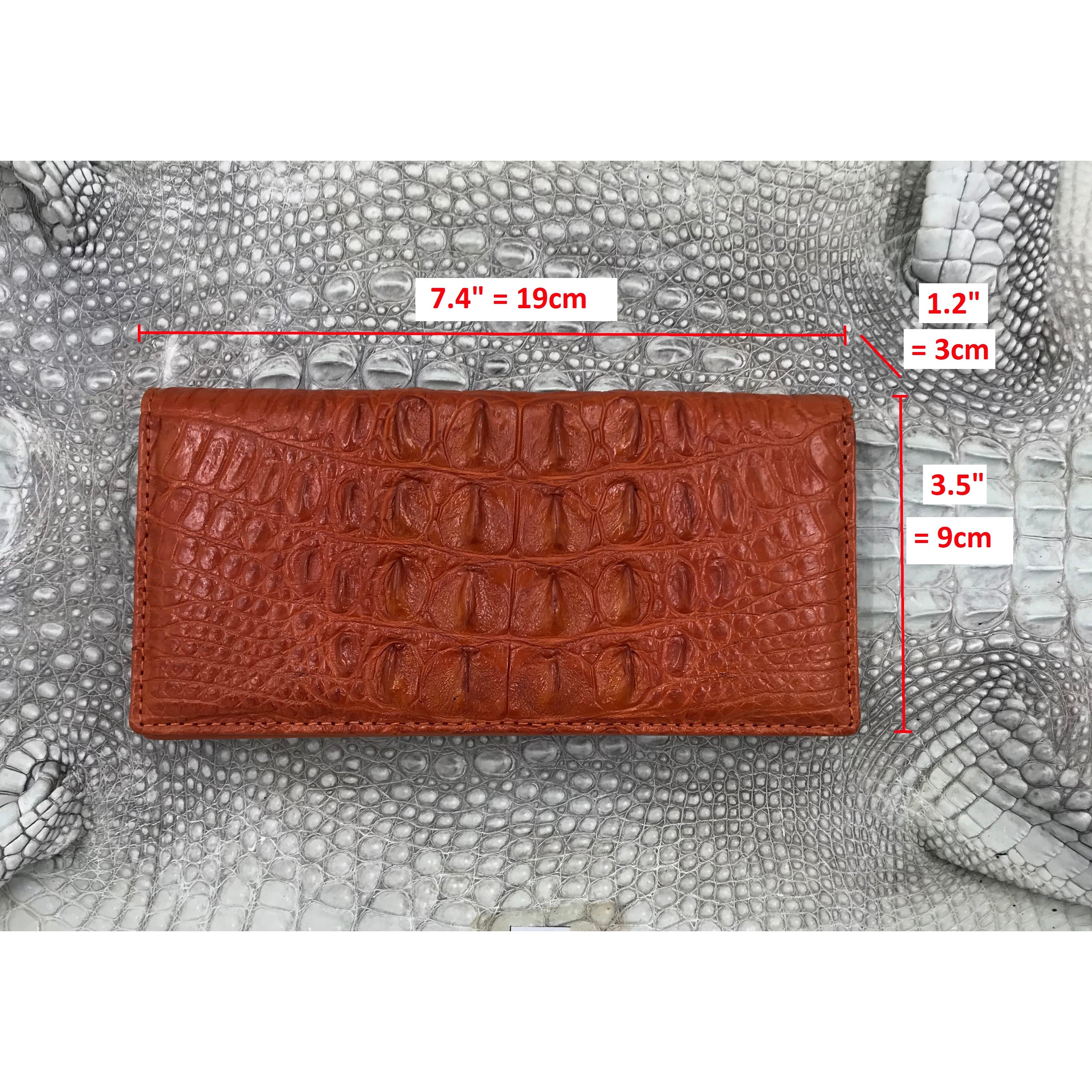 Orange Women's Long Purse Wallet Alligator Leather Clutch Large Capacity Luxury Ladies Crocodile Wristlet Organizer RFID Blocking Wallet VINU-08 - Vinacreations