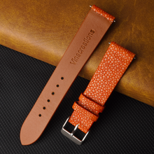 Flat Orange Stingray Leather Watch Band
