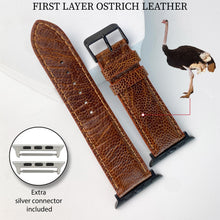 Brown Ostrich Leather Strap for Apple Watch 