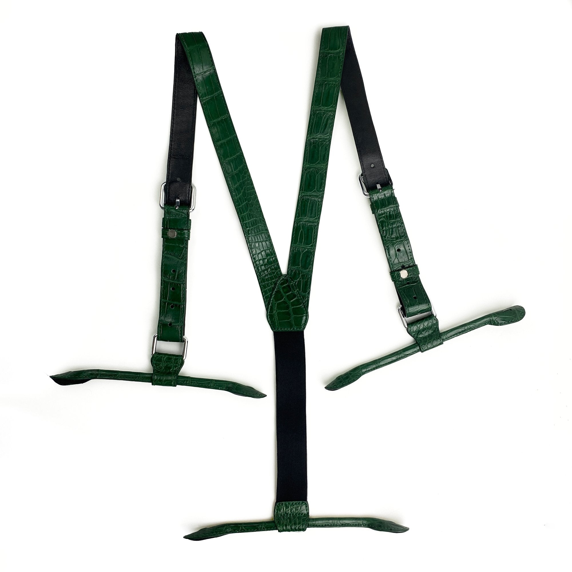 Personalized Alligator Leather Suspenders Men, Leather Suspenders, Men Green Suspenders, Handmade Leather Suspenders For Groomsmen - Vinacreations