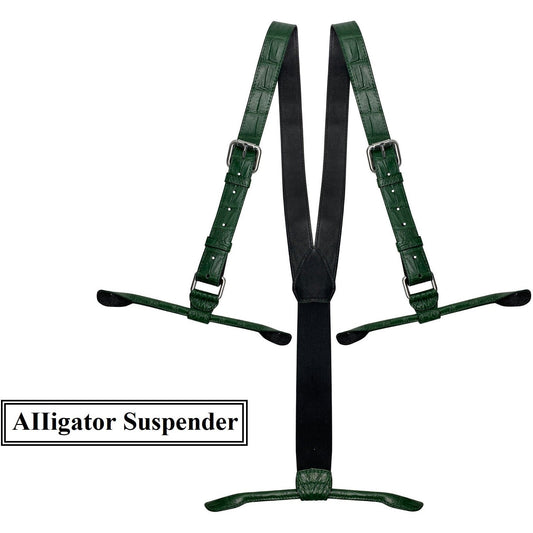 Personalized Alligator Leather Suspenders Men, Leather Suspenders, Men Green Suspenders, Handmade Leather Suspenders For Groomsmen - Vinacreations