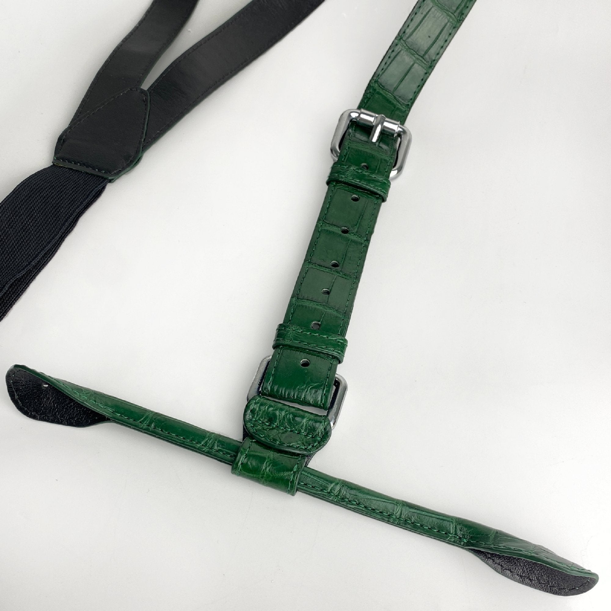 Personalized Alligator Leather Suspenders Men, Leather Suspenders, Men Green Suspenders, Handmade Leather Suspenders For Groomsmen - Vinacreations