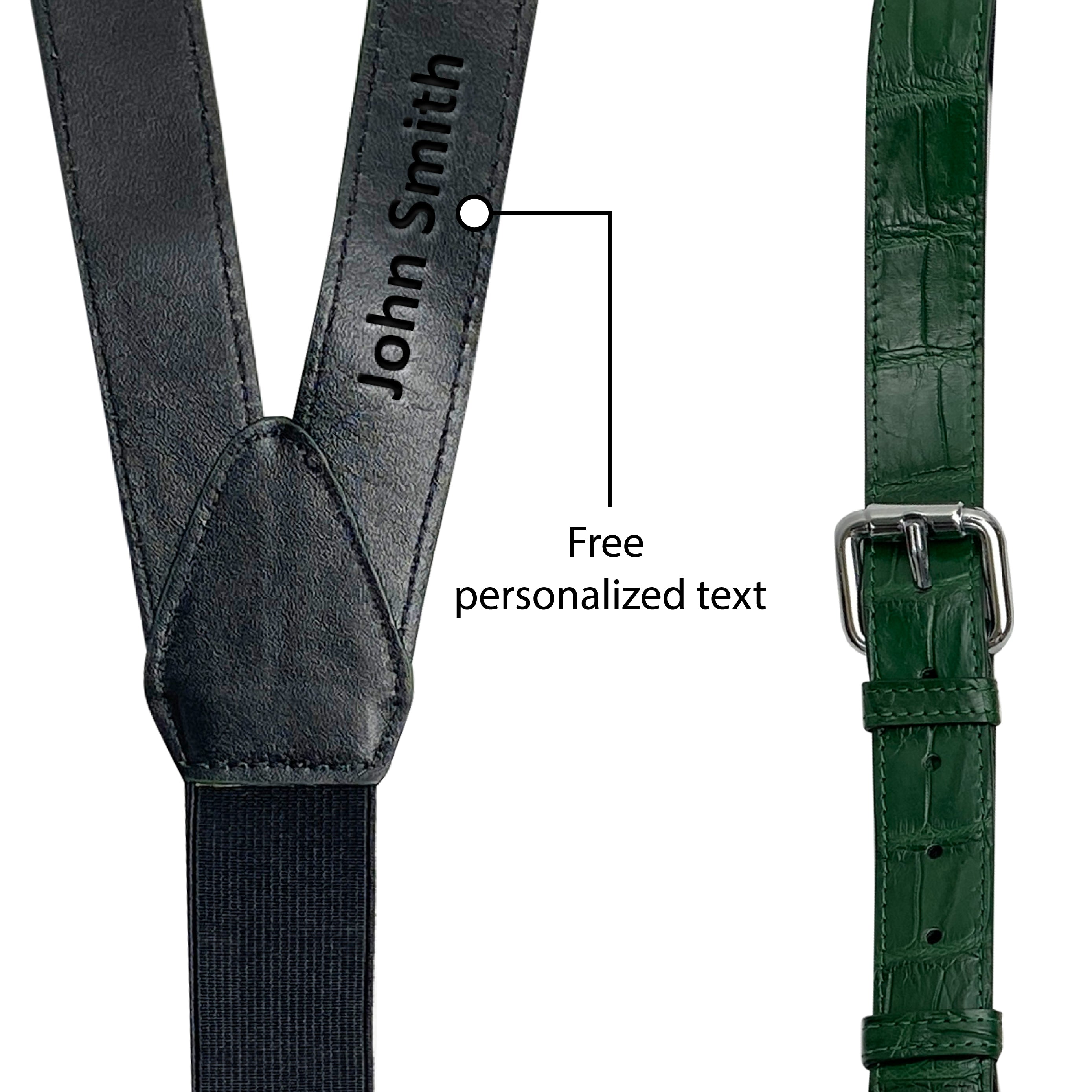 Personalized Alligator Leather Suspenders Men, Leather Suspenders, Men Green Suspenders, Handmade Leather Suspenders For Groomsmen - Vinacreations