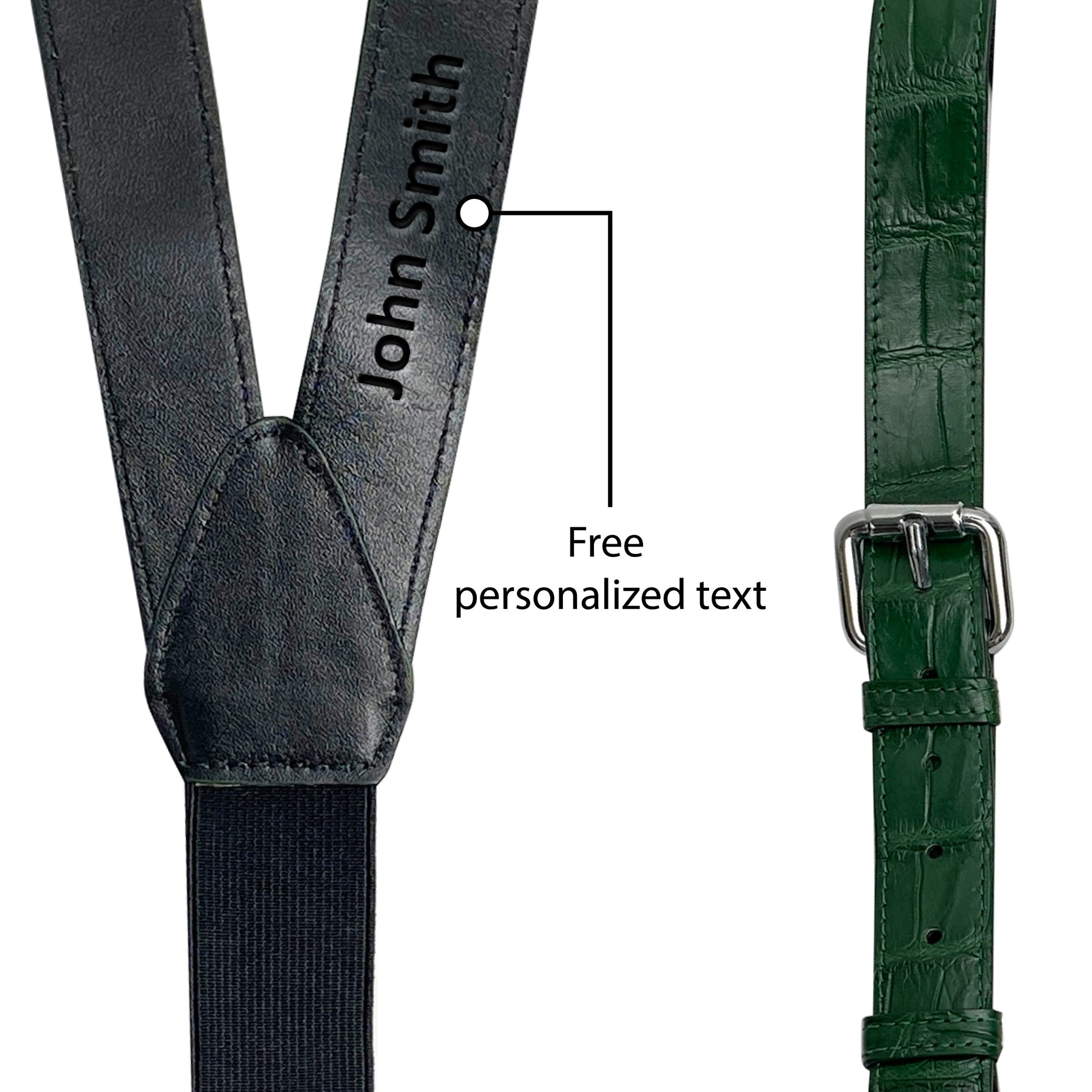 Personalized Alligator Leather Suspenders Men, Leather Suspenders, Men Green Suspenders, Handmade Leather Suspenders For Groomsmen - Vinacreations