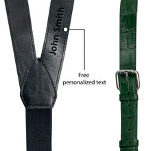 Personalized Alligator Leather Suspenders Men, Leather Suspenders, Men Green Suspenders, Handmade Leather Suspenders For Groomsmen - Vinacreations