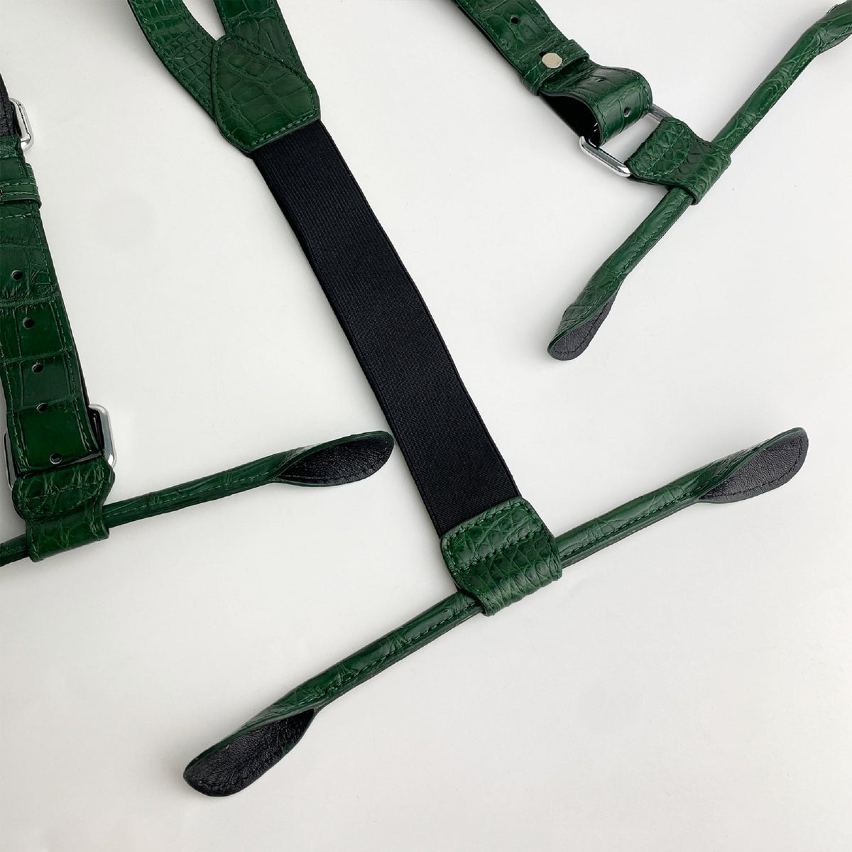 Personalized Alligator Leather Suspenders Men, Leather Suspenders, Men Green Suspenders, Handmade Leather Suspenders For Groomsmen - Vinacreations