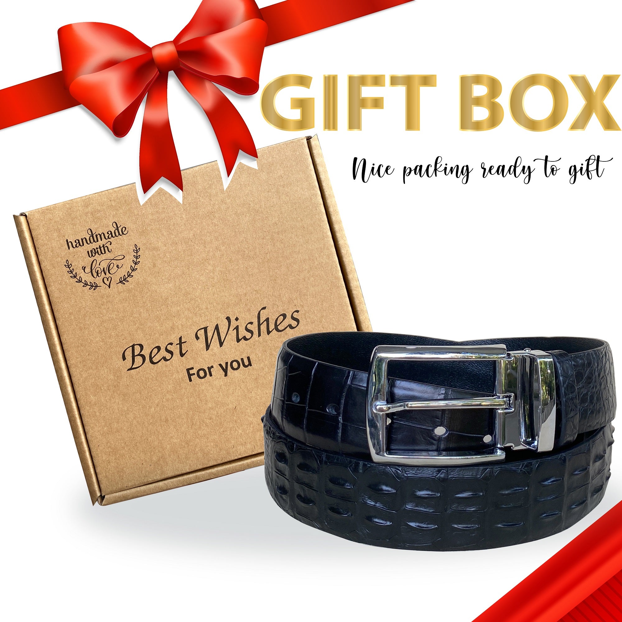 Premium Black Alligator HornBack Leather Belt For Men - Pin Buckle | BEHO11-PIN - Vinacreations