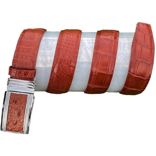 Premium Brown Alligator Belt Men's - Automatic Buckle | BE-BRO-06 - Vinacreations