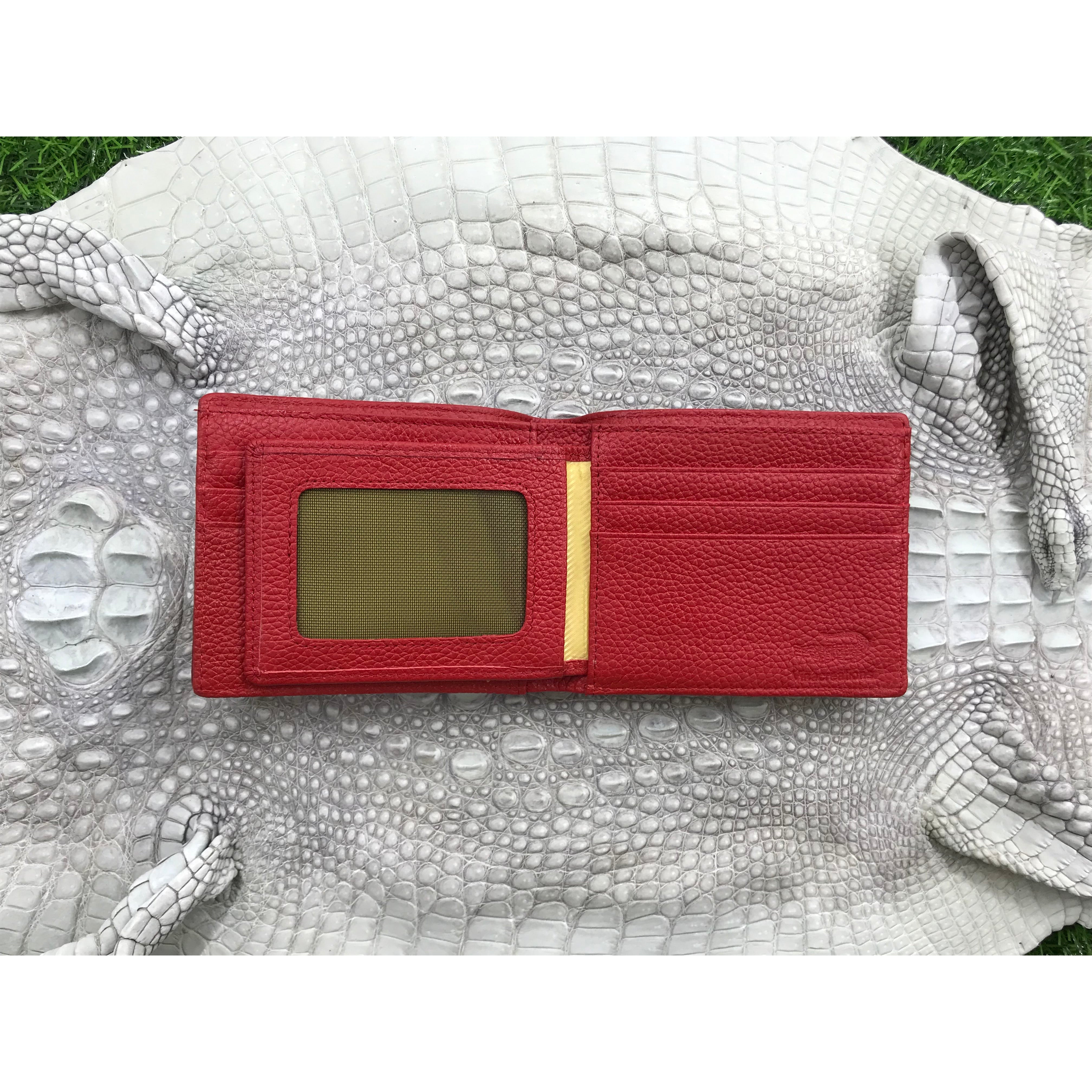 Red Burgundy Alligator Skin Bifold Wallet For Men | Handmade Crocodile Leather Wallet RFID Blocking | VL4537 - Vinacreations