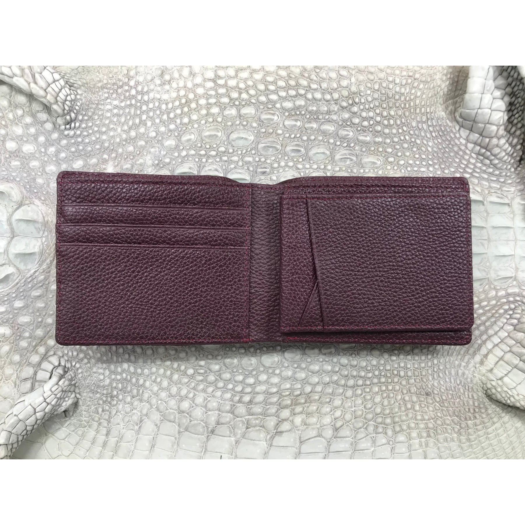 Red Burgundy Alligator Skin Bifold Wallet For Men | Handmade Crocodile Leather Wallet RFID Blocking | VL5639 - Vinacreations