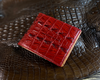 Red Alligator Tail Leather Bifold Wallet For Men