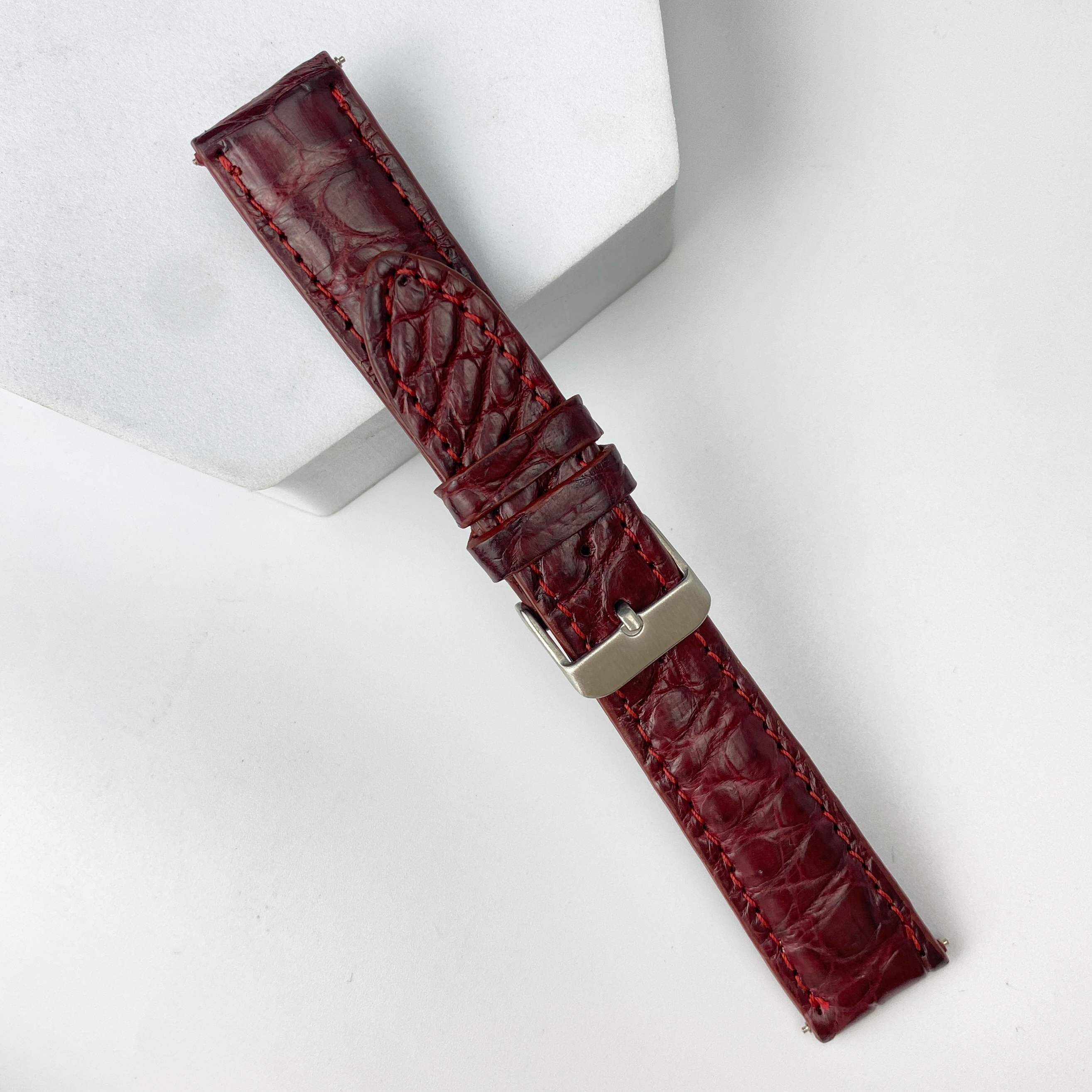 burgundy alligator leather watch band