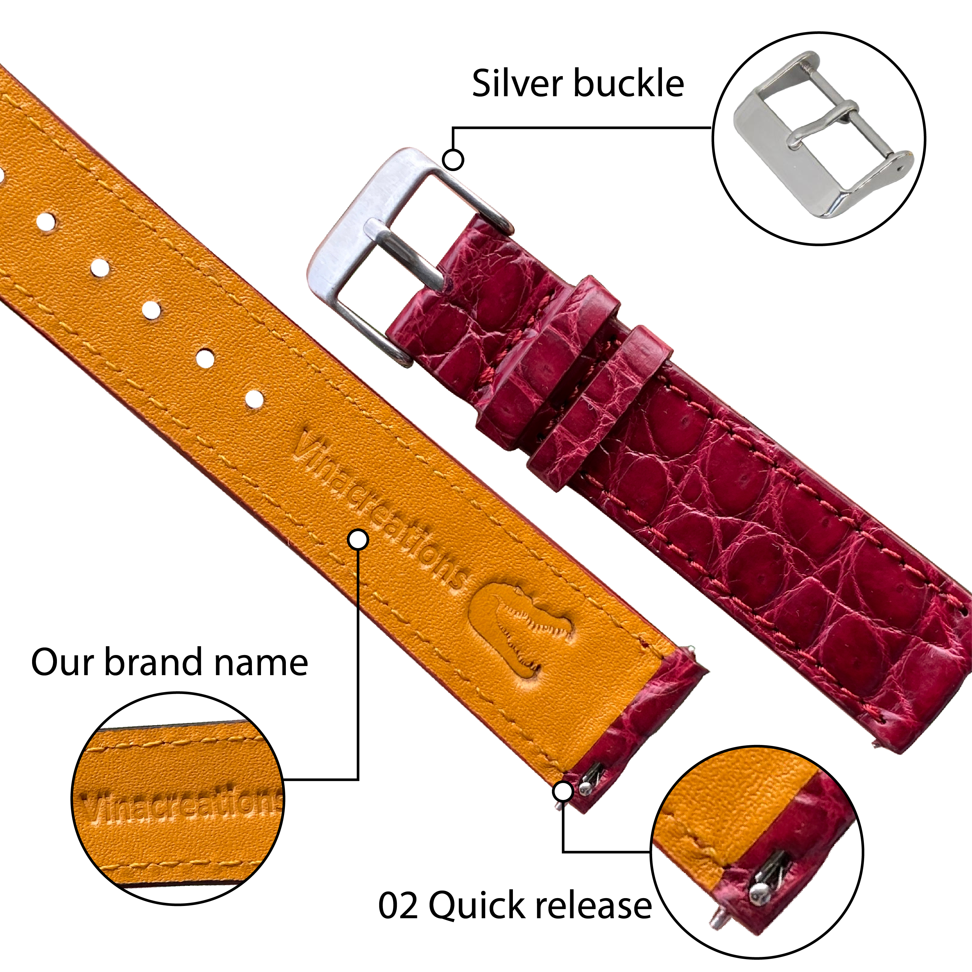 red wine alligator watch band