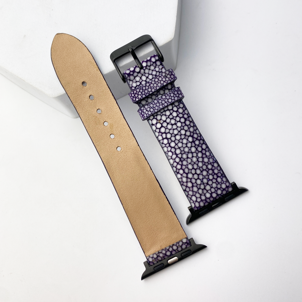 Purple Stingray Leather Strap for Apple Watch Ultra Series 8 7 6 5 4 3 SE | AW-65