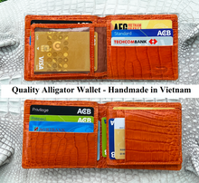 Orange Double Side Alligator Hornback Leather Bifold Wallet For Men RFID Blocking | VINAM-104