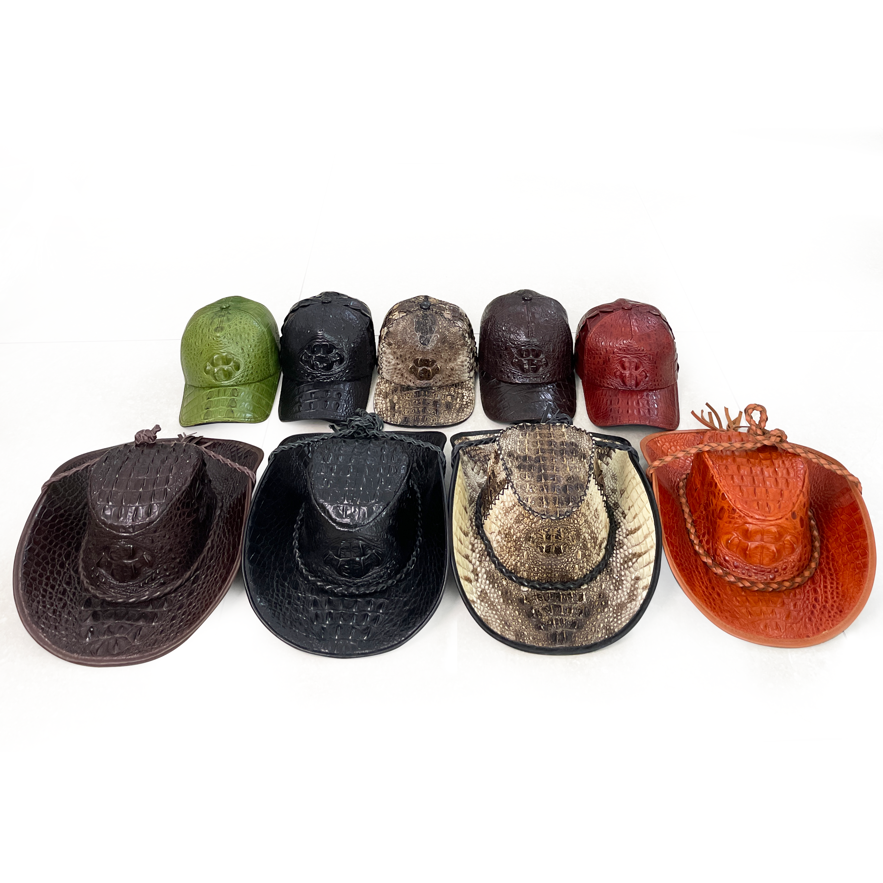 Brown Alligator Cowboy Hat - Mens Crocodile Skin Western Style Hat With Chin Cord | HAT-BRO-77