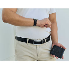 Vintage Black Alligator Belt For Men With Automatic Buckle | BE-BLA-01 - Vinacreations