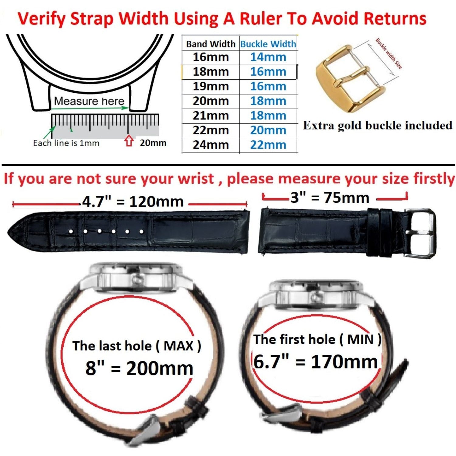 White Hand Stitching Light Brown Alligator Leather Watch Band For Men | Premium Crocodile Replacement Wristwatch Strap | DH-157 - Vinacreations