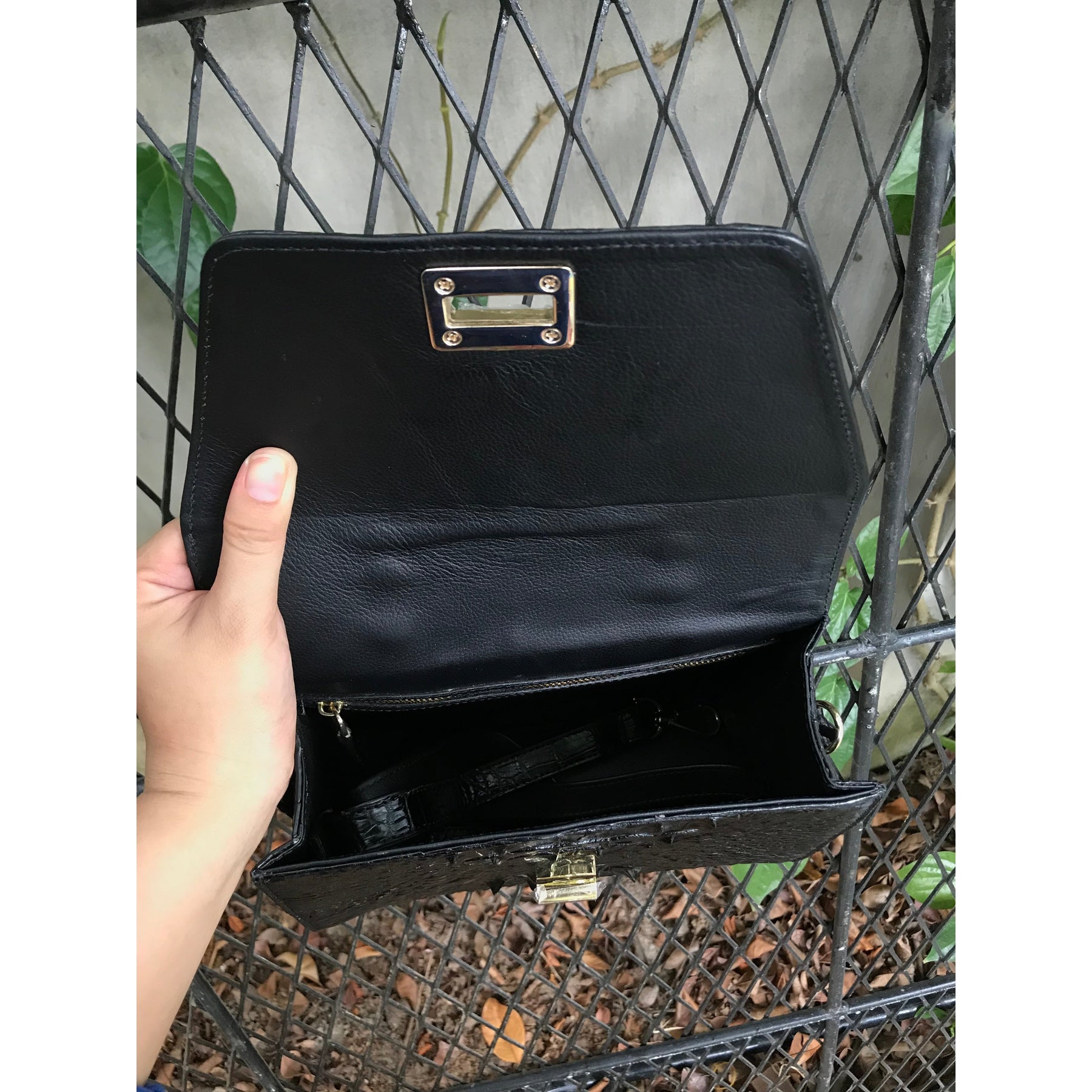 Women Crocodile Handbags Top Handle Alligator Leather Shoulder Messenger Bag Lady Fashion Daily Totes - Black - Vinacreations