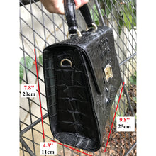 Women Crocodile Handbags Top Handle Alligator Leather Shoulder Messenger Bag Lady Fashion Daily Totes - Black - Vinacreations