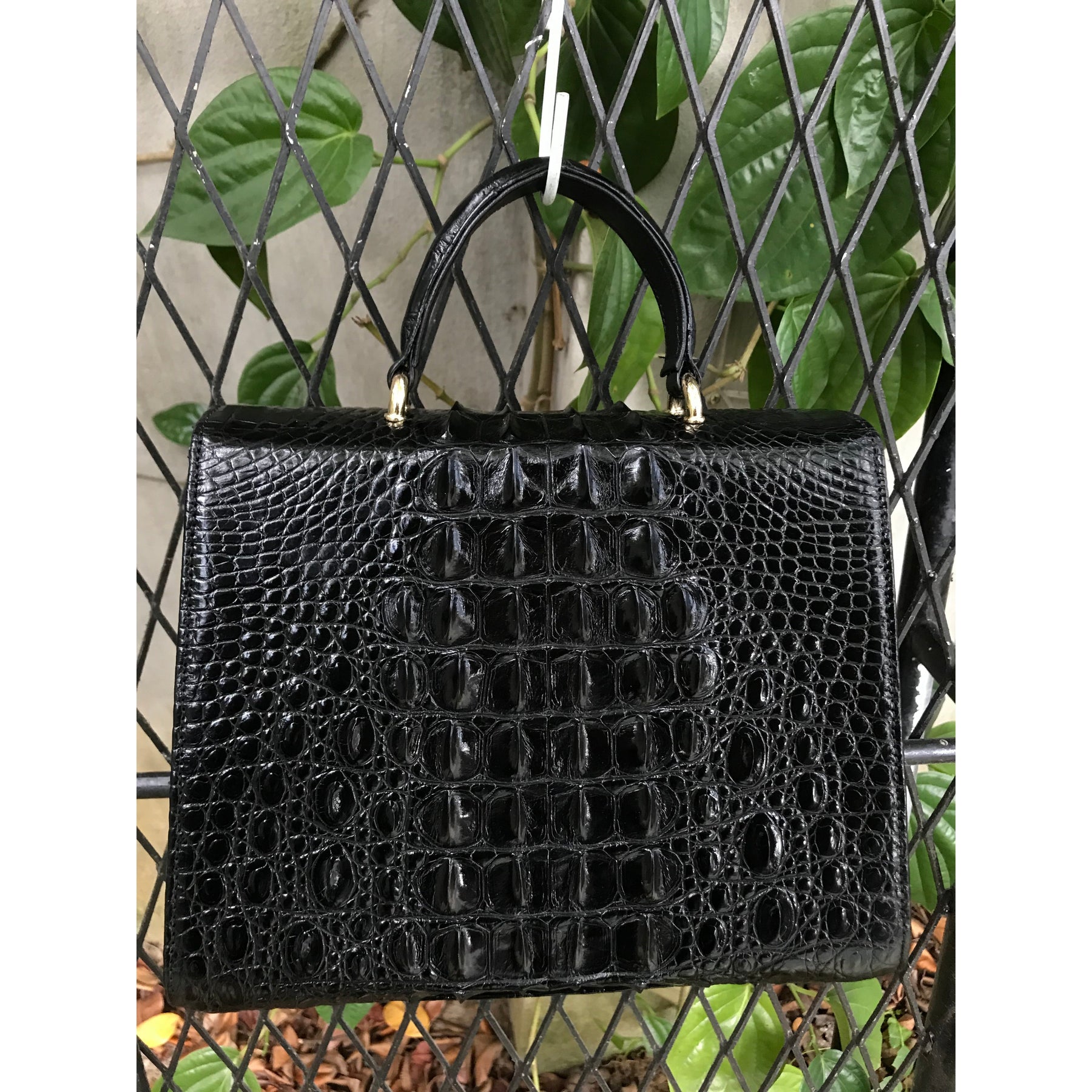 Women Crocodile Handbags Top Handle Alligator Leather Shoulder Messenger Bag Lady Fashion Daily Totes - Black - Vinacreations