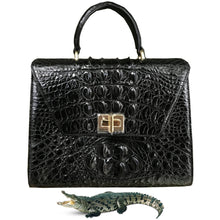 Women Crocodile Handbags Top Handle Alligator Leather Shoulder Messenger Bag Lady Fashion Daily Totes - Black - Vinacreations