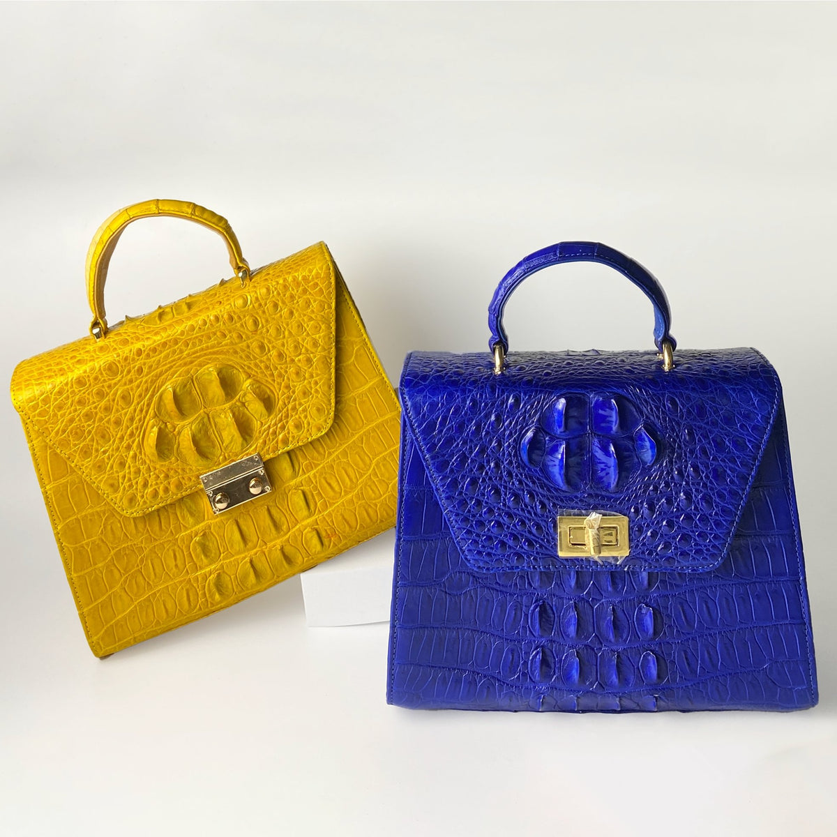 Women Crocodile Handbags Top Handle Alligator Leather Shoulder Messenger Bag Lady Fashion Daily Totes - Blue - Vinacreations