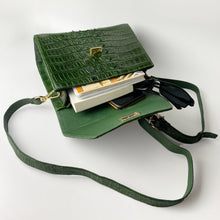 Women Crocodile Handbags Top Handle Alligator Leather Shoulder Messenger Bag Lady Fashion Daily Totes - Green - Vinacreations