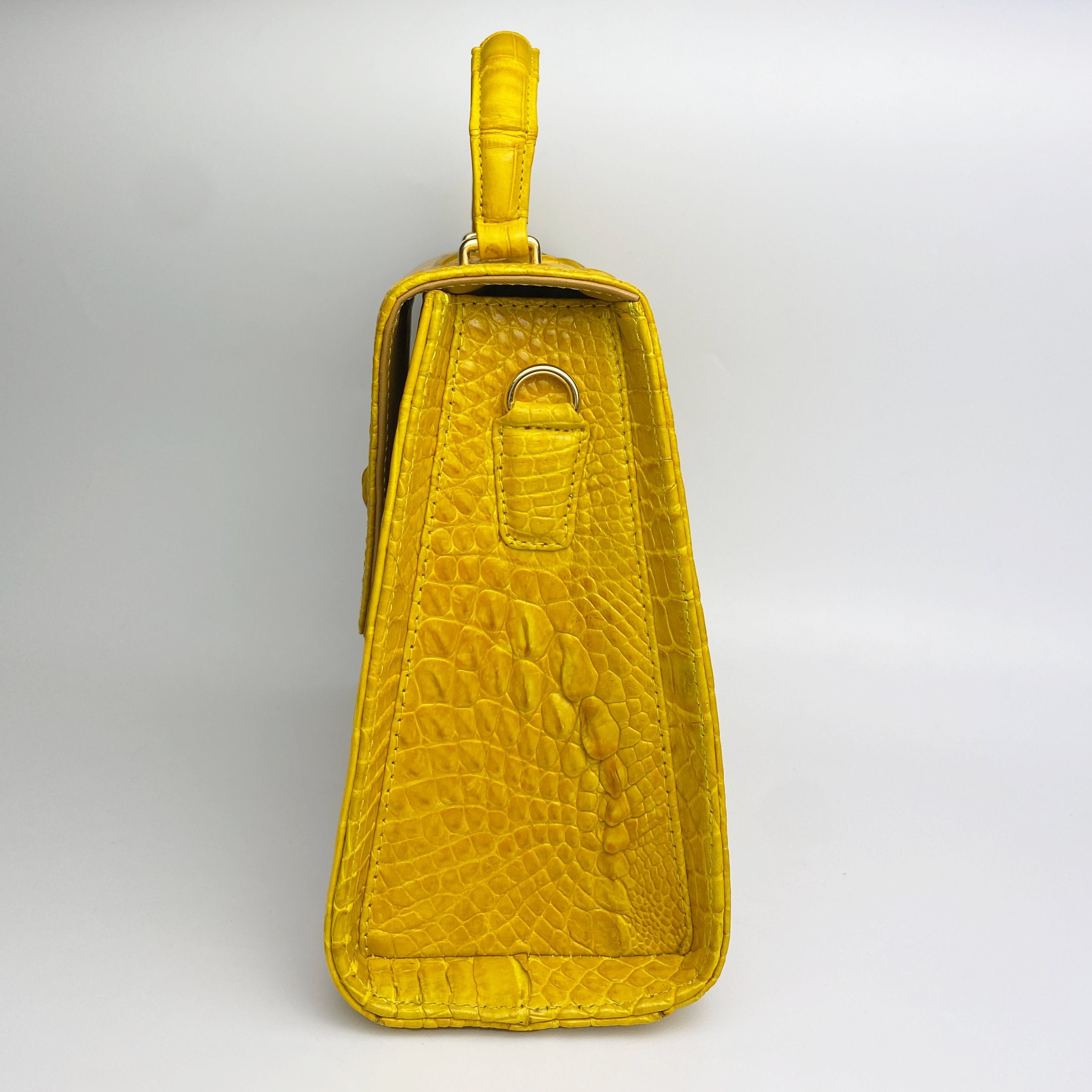 Women Crocodile Handbags Top Handle Alligator Leather Shoulder Messenger Bag Lady Fashion Daily Totes -Yellow - Vinacreations